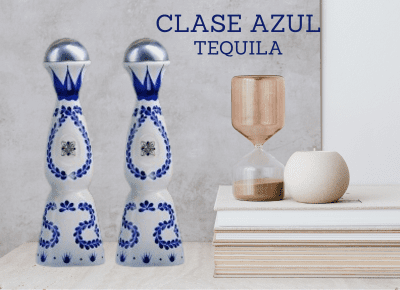 clase azul tequila two bottles on floor